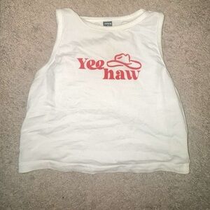 SHEIN White Crop Top with Red Print